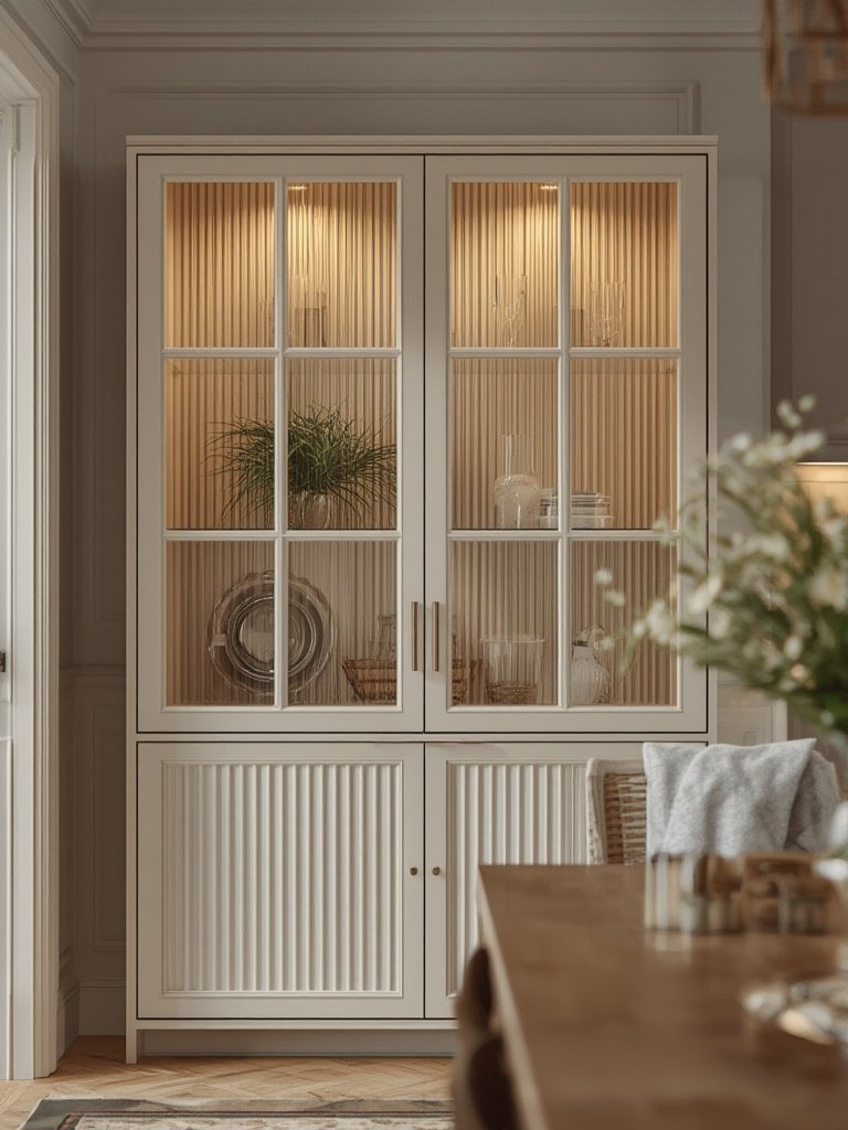 fluted glass cabinet