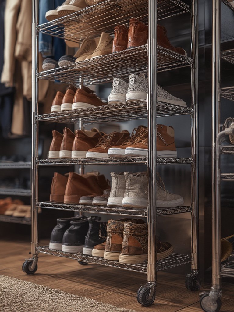 Amazon Basics 50-Pair Shoe Rack Organizer Review 2 shoe rack in action