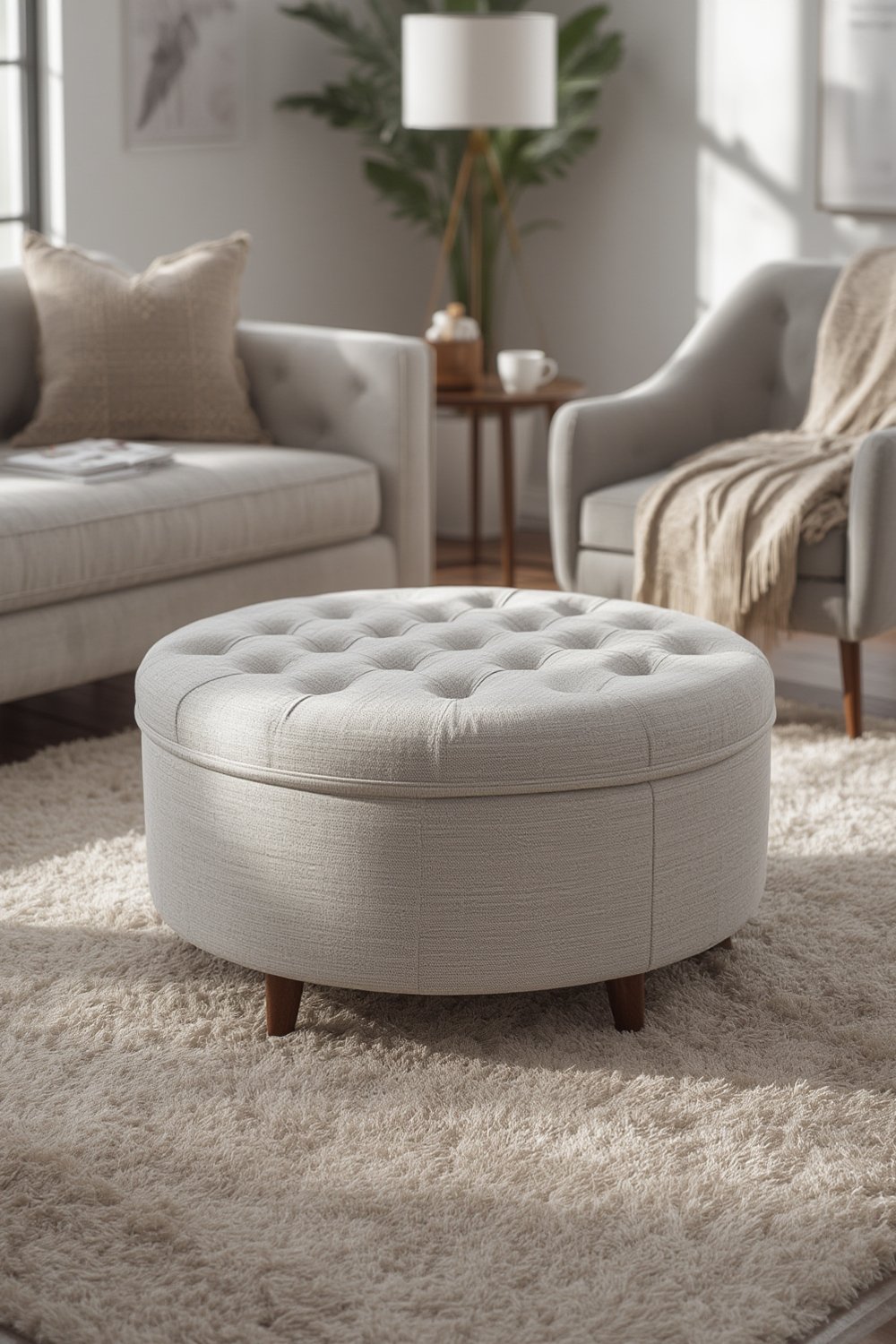 Amazon Basics Round Storage Ottoman Foot Rest Review 1 storage ottoman product view