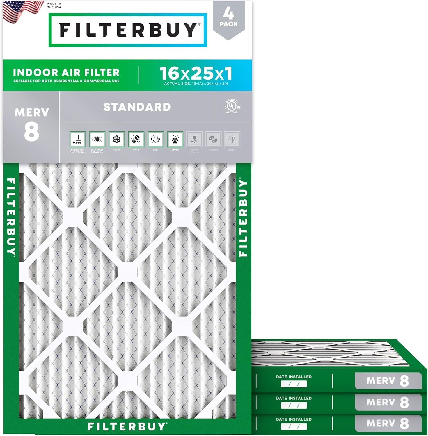 Filterbuy 16x25x1 Air Filter MERV 8 real product image from Amazon