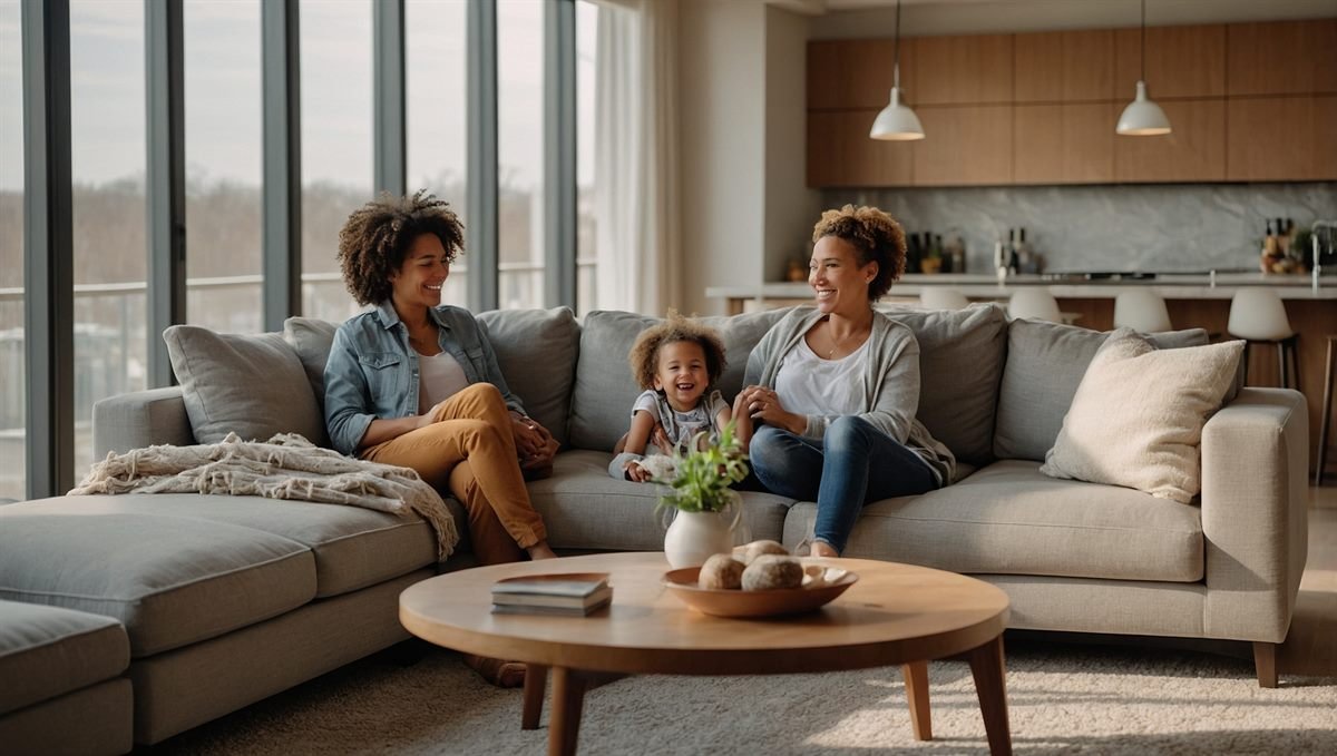 Furmax U-Shaped Sectional Sofa Review: Best Budget Sectional in 2026? 1 happy family relaxing together on Furmax large U-shaped sectional sofa in bright modern living room