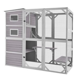 Aivituvin Large 4-Tier Catio - large 4-tier outdoor cat enclosure full view