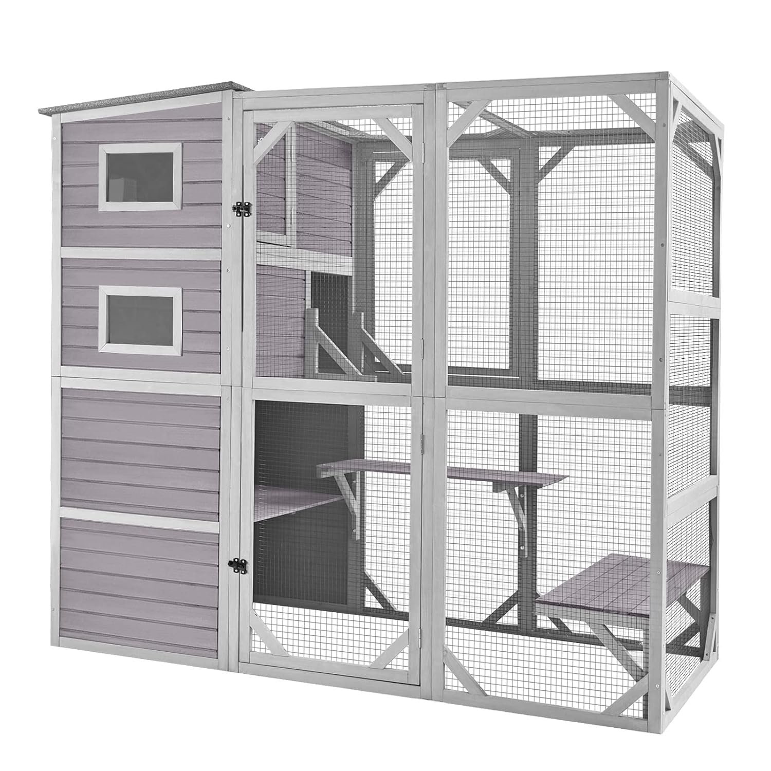 Aivituvin Large 4-Tier Catio - large 4-tier outdoor cat enclosure full view