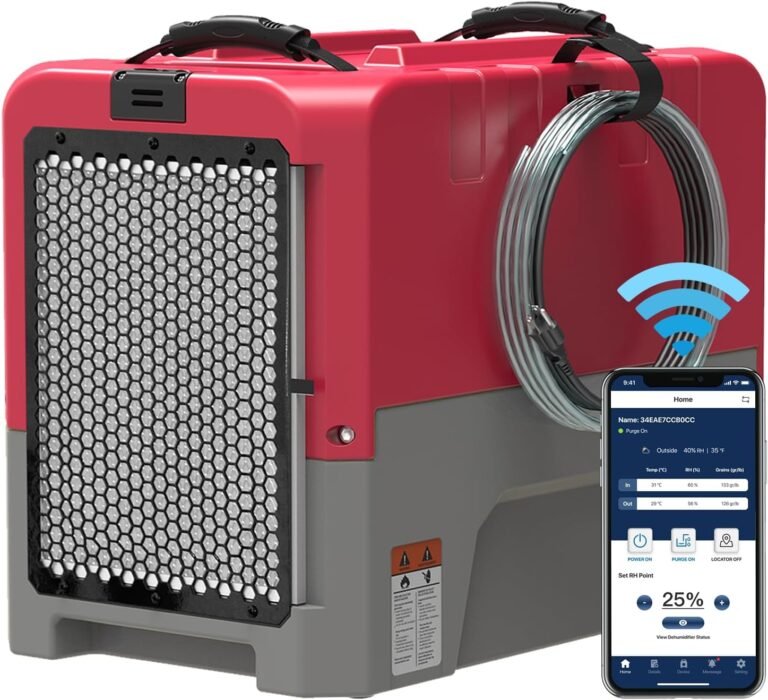 AlorAir Storm LGR Extreme commercial dehumidifier - front view of rugged blue housing with rotomolded body