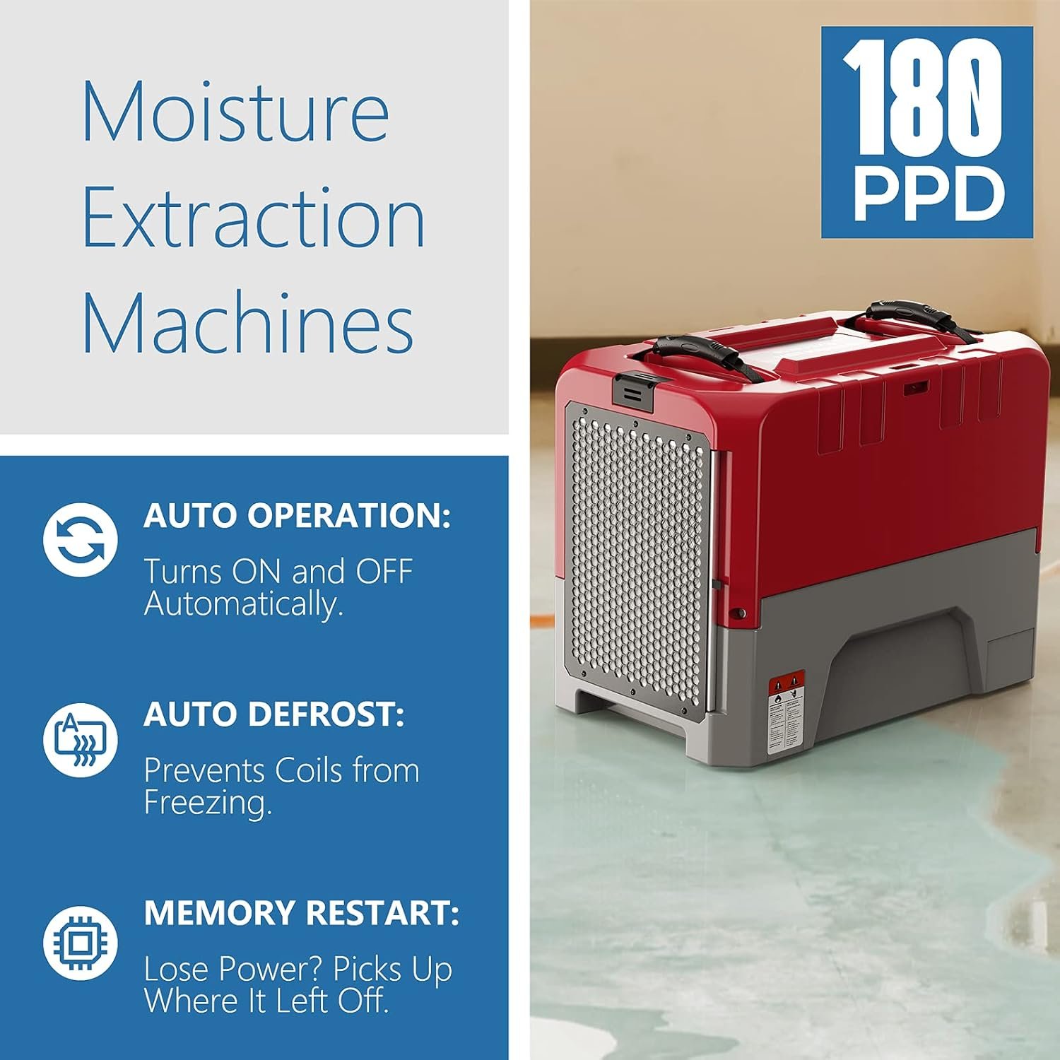AlorAir Storm LGR Extreme commercial dehumidifier - top control panel with hour counter and humidistat