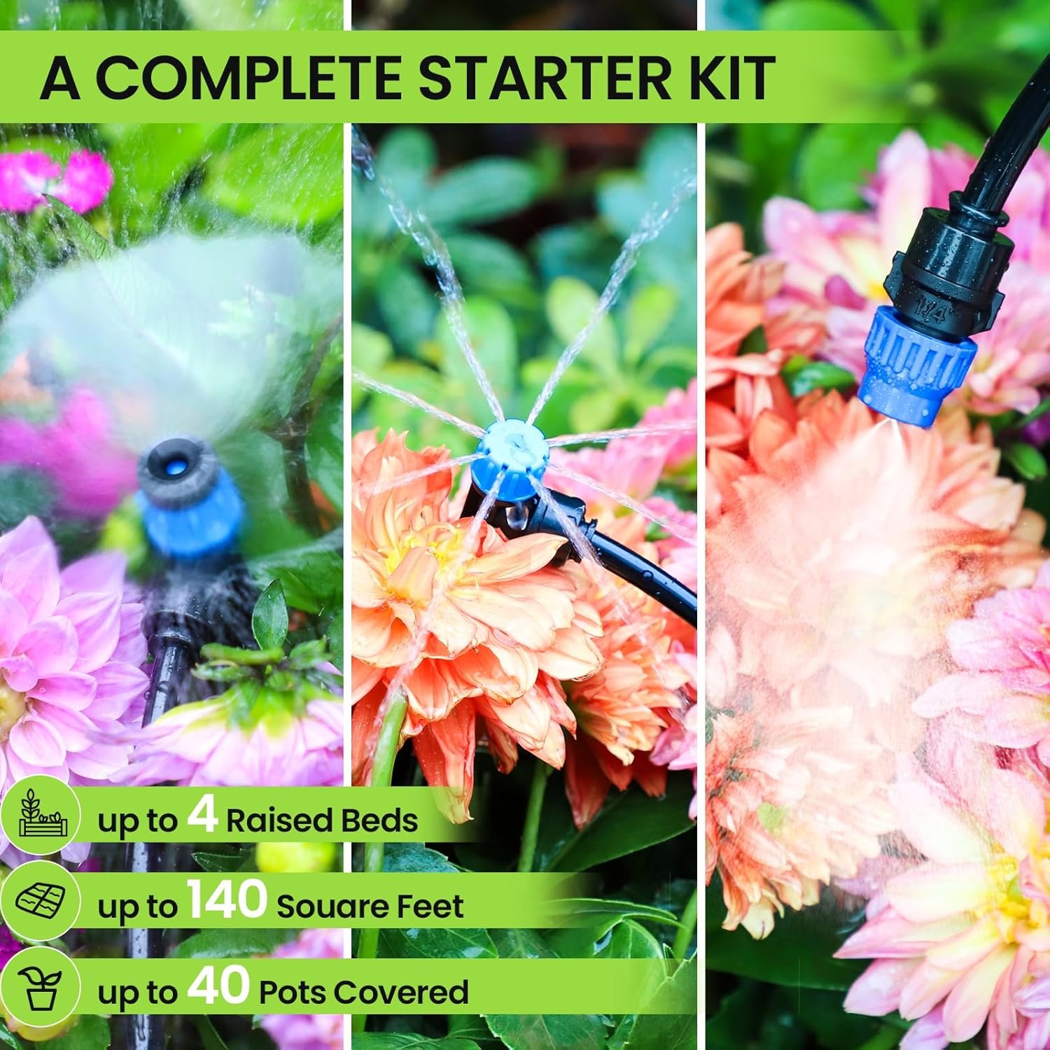 Bonviee quick connect drip fittings and 1/4 inch distribution tubing layout