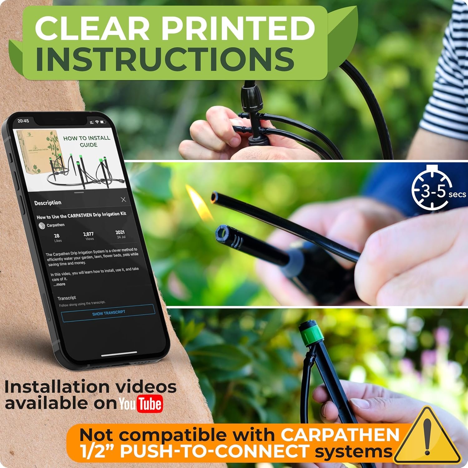 Carpathen drip irrigation kit watering tomato and vegetable plants in a raised bed