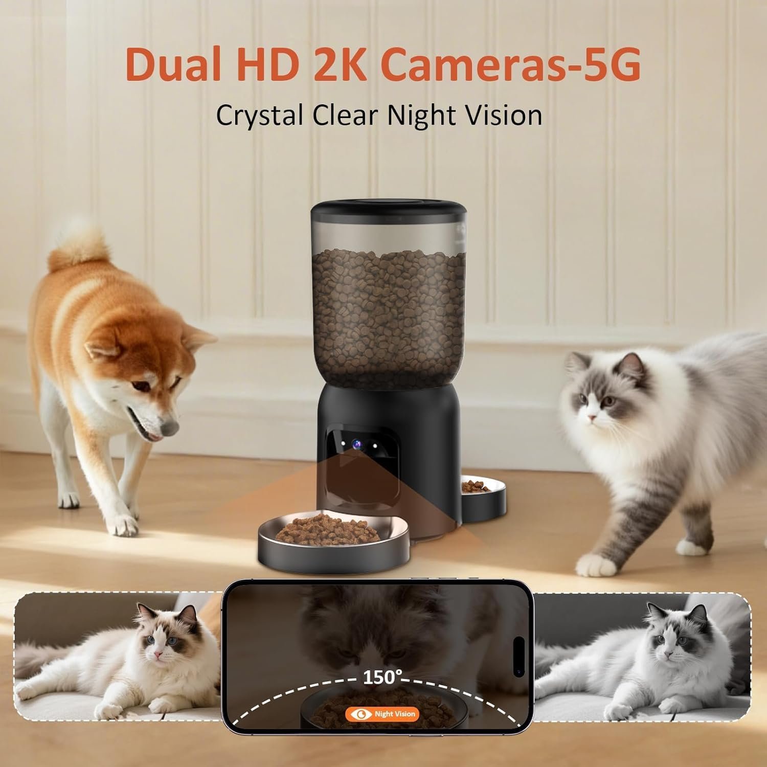 Centvicam dual hopper cat feeder with two cameras - view 2