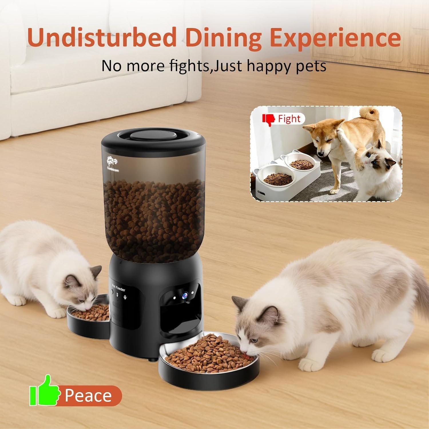 Centvicam dual hopper cat feeder with two cameras - view 3