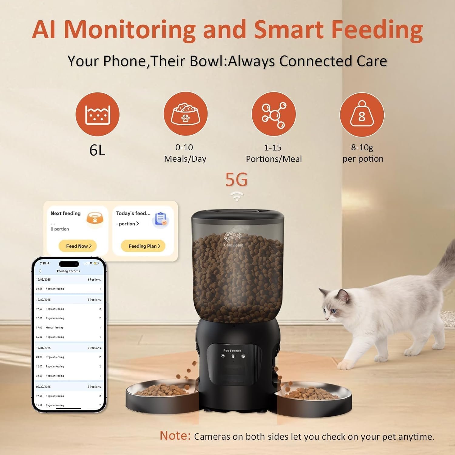 Centvicam dual hopper cat feeder with two cameras - view 4