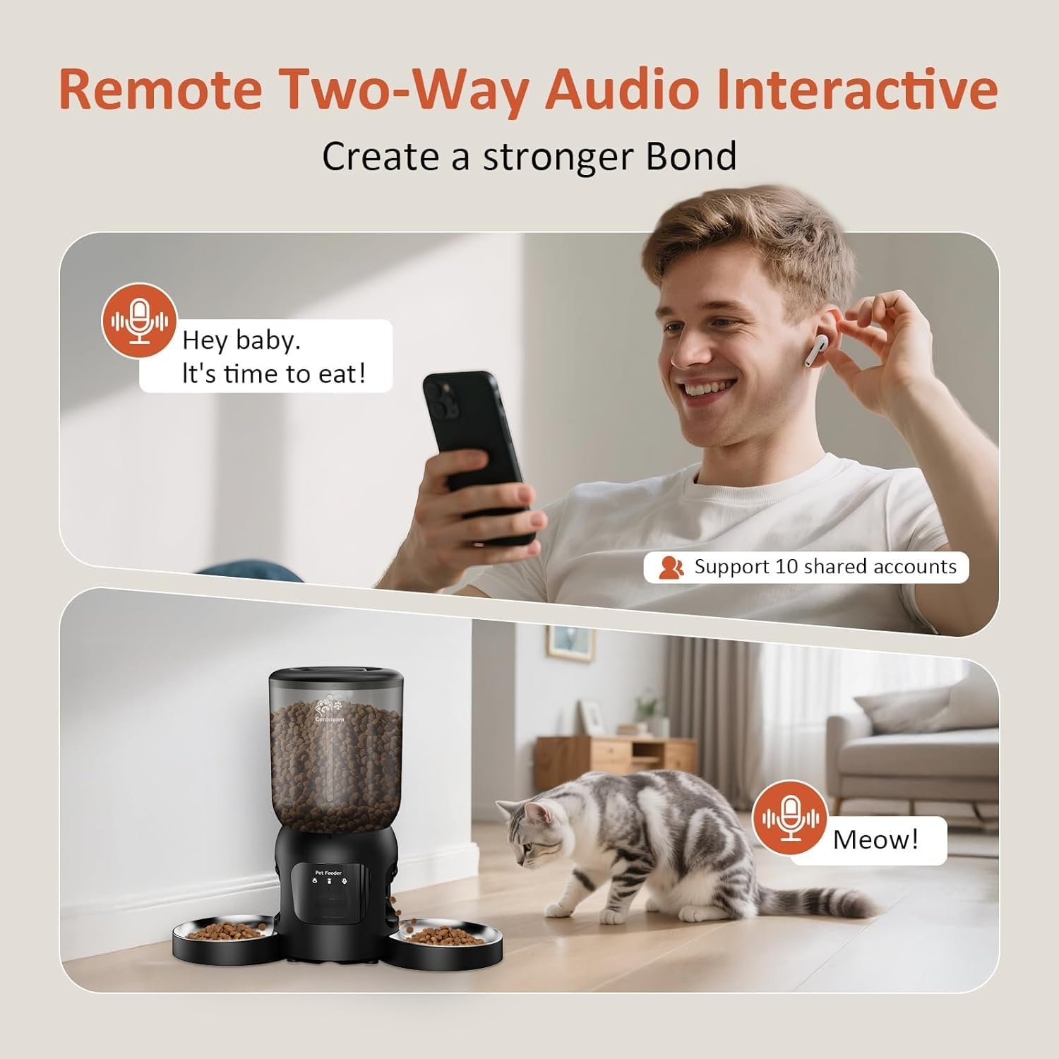 Centvicam dual hopper cat feeder with two cameras - view 5
