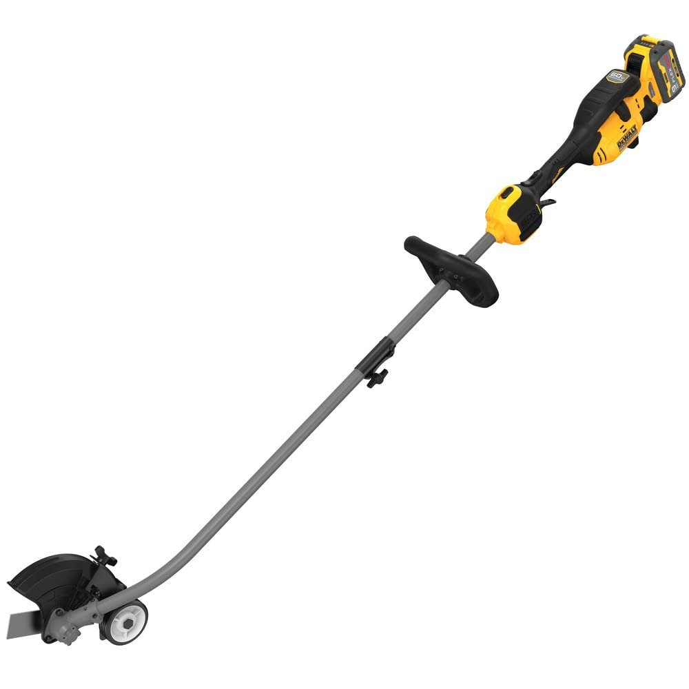 DEWALT DCED472X1 60V MAX Edger Review (2026) 2 DEWALT DCED472X1 - in use along driveway edge with depth guide visible