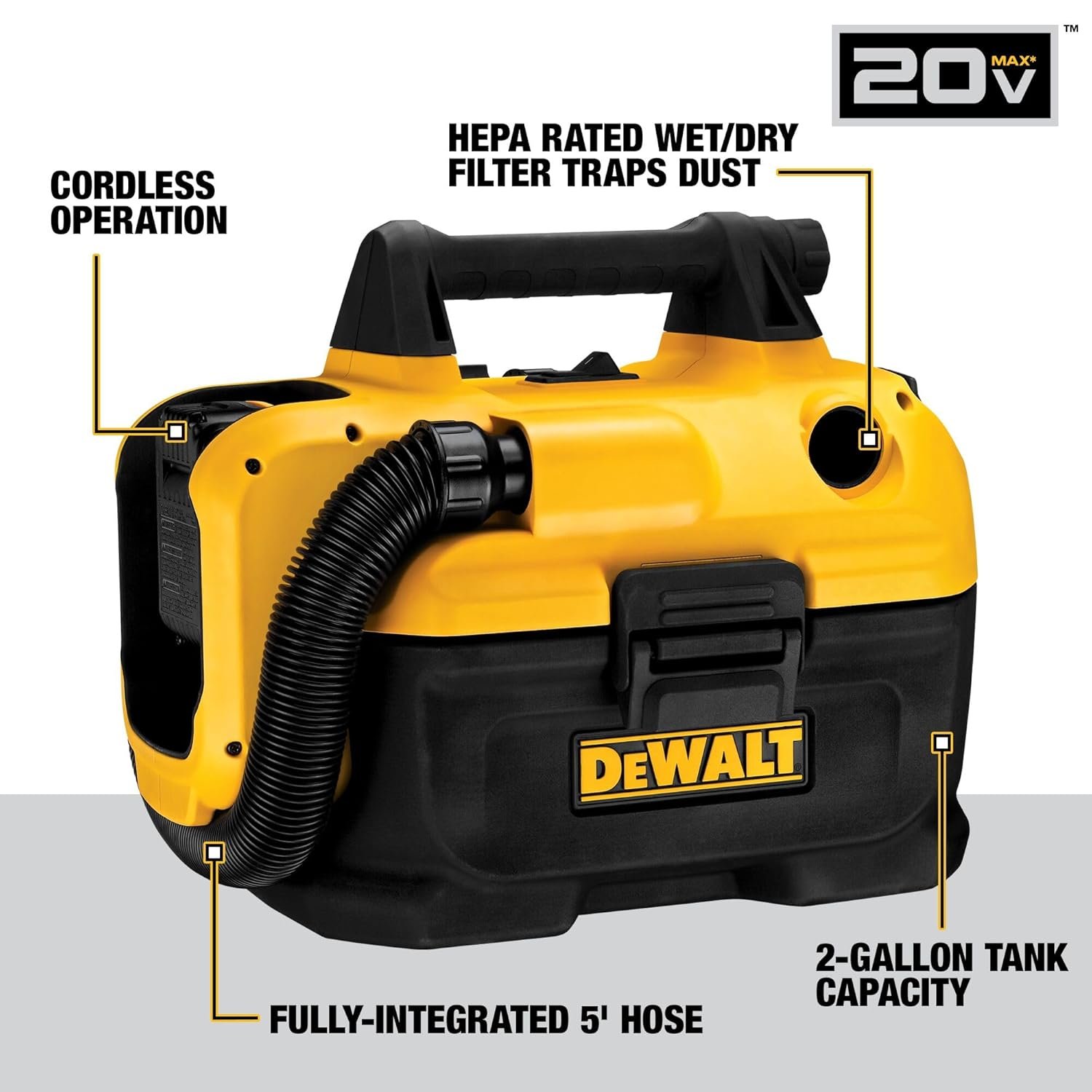 DEWALT DCV580H shop vac hose and accessories