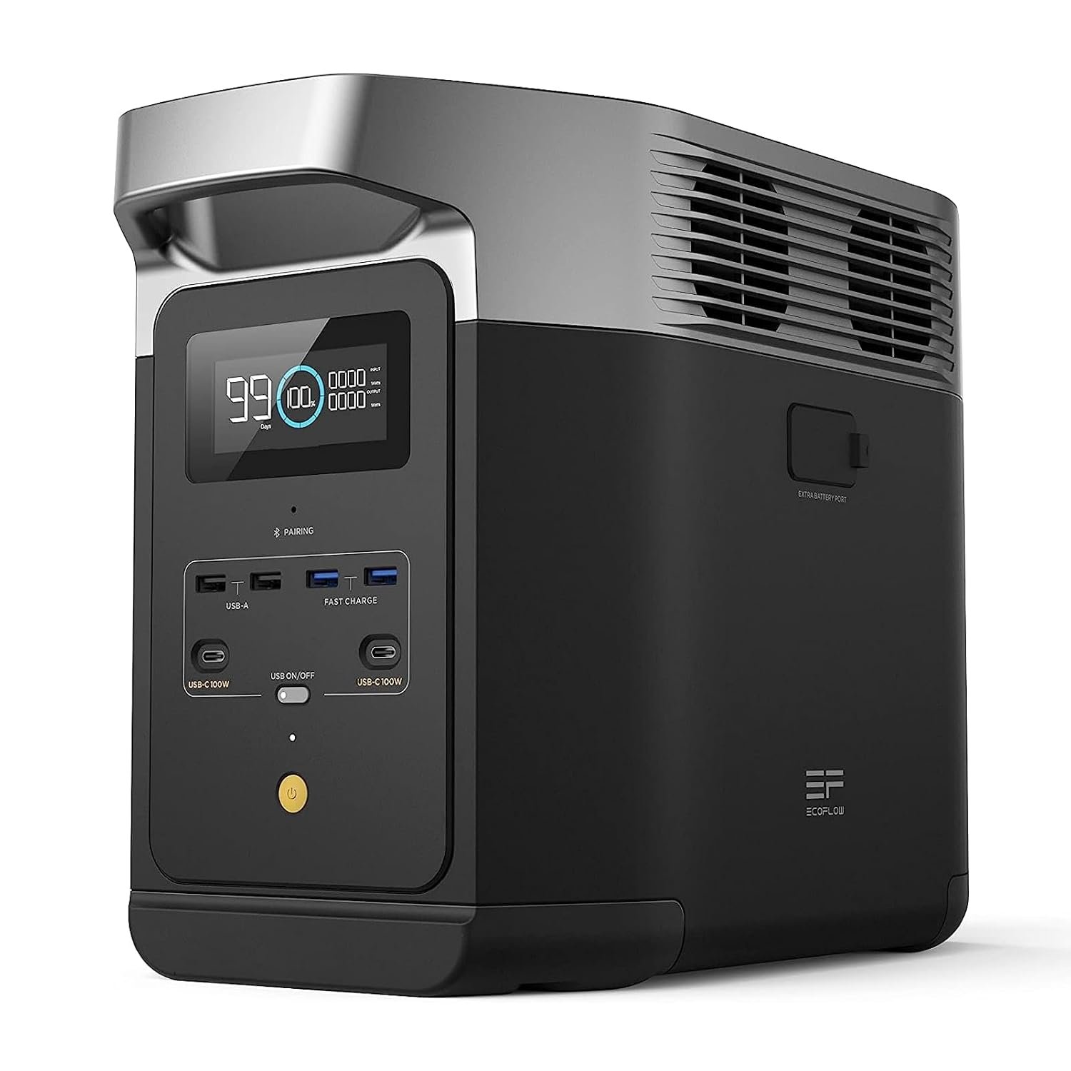 EcoFlow RIVER 3 AC outlets and USB ports detail close-up