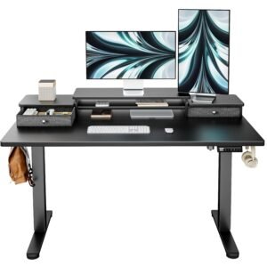 ErGear EGESD6 48x24 electric standing desk with double drawers at desk height