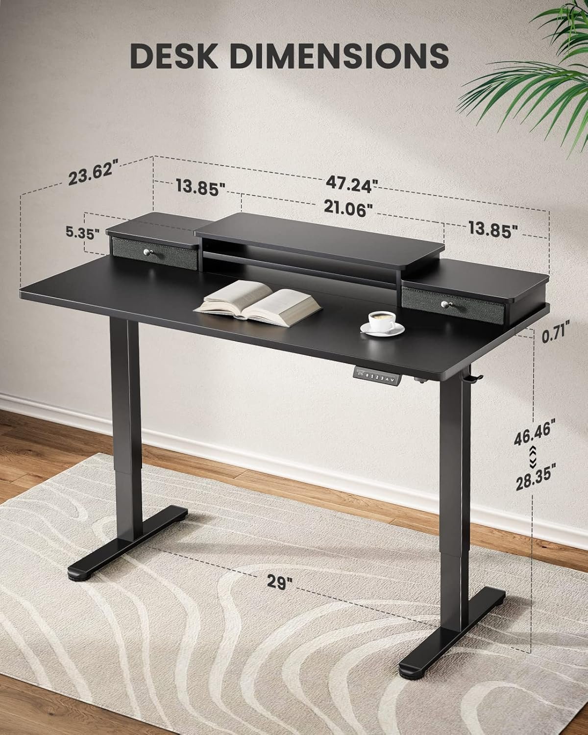 ErGear EGESD6 two pull-out storage drawers under the 48-inch desktop