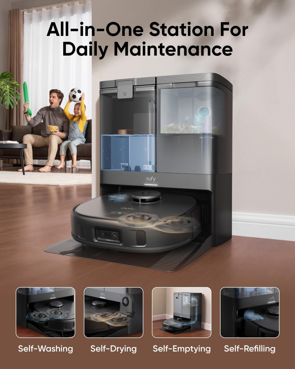 eufy X10 Pro Omni Review (2026) 1 eufy X10 Pro Omni - Omni dock with auto-empty and mop wash system
