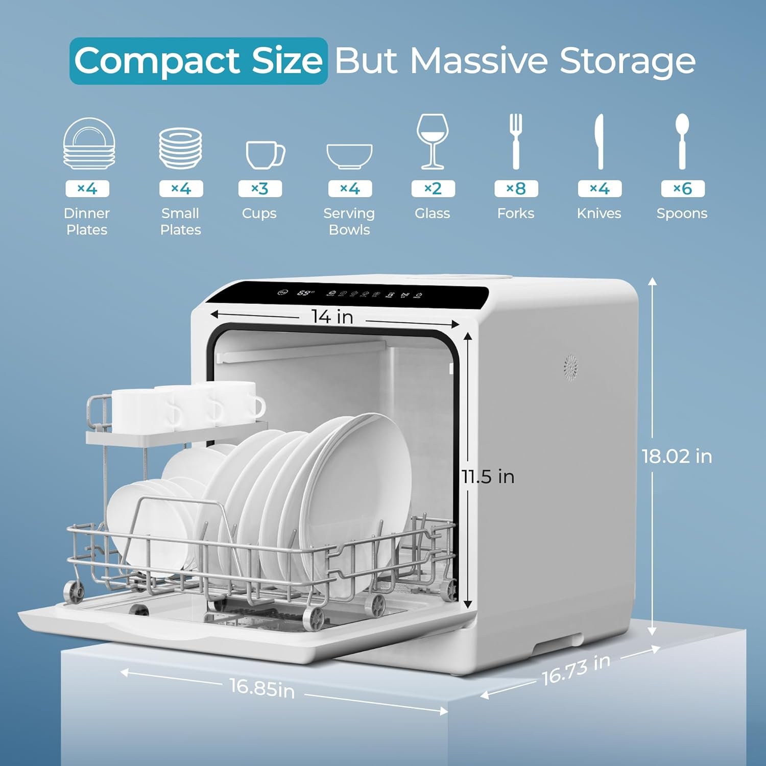 EUHOMY countertop dishwasher control panel