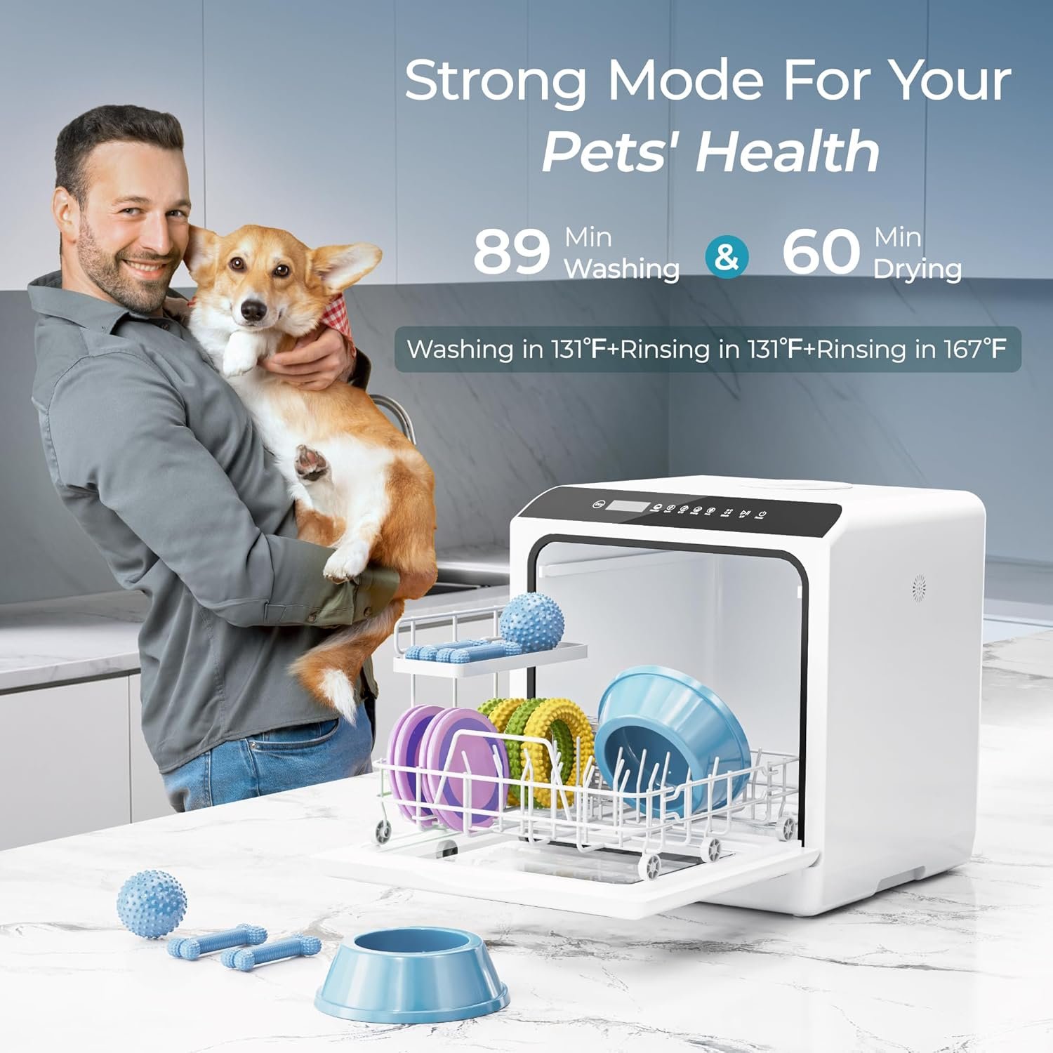 EUHOMY countertop dishwasher with loaded dishes