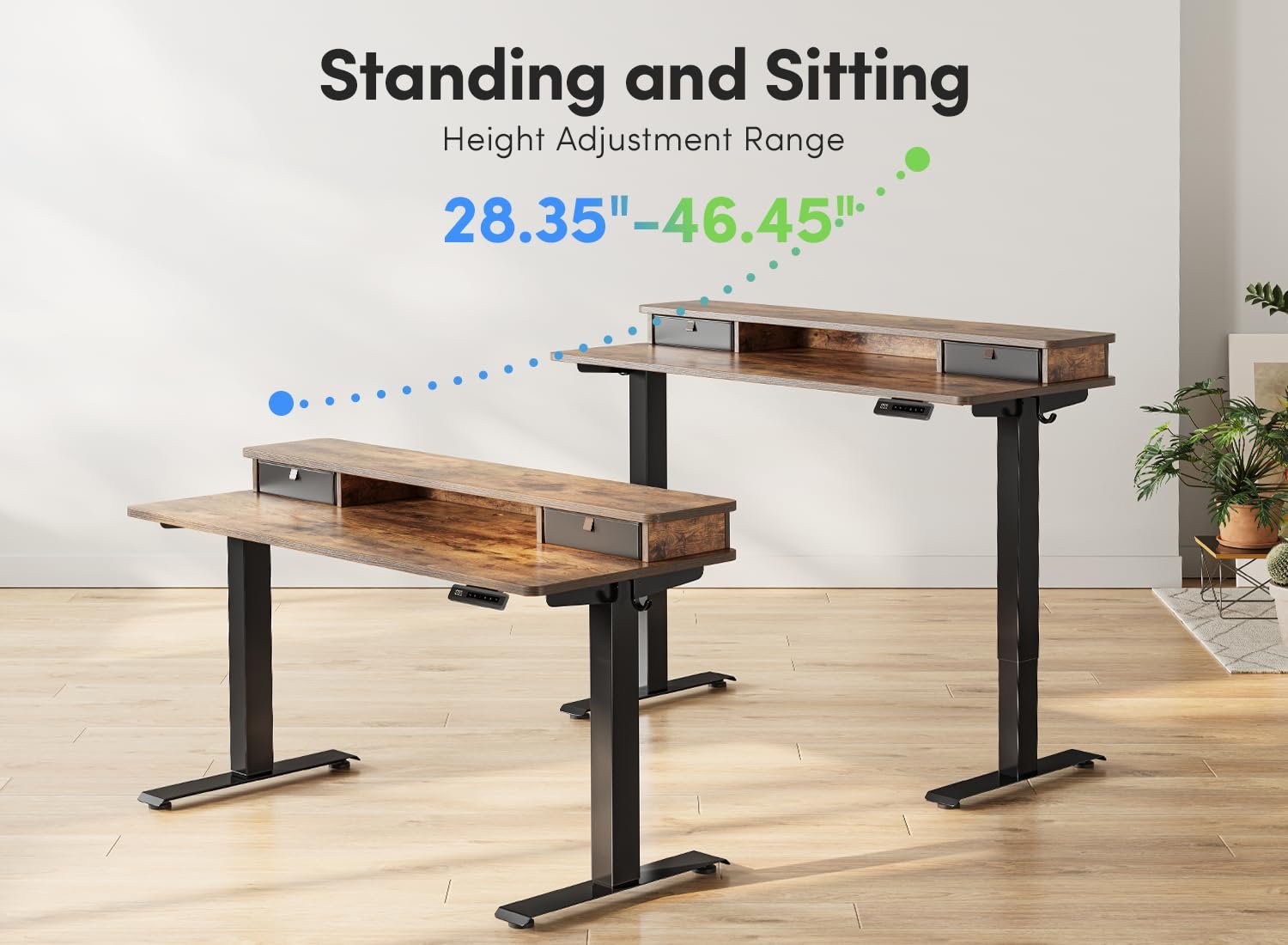 FEZIBO standing desk programmable height control panel close-up