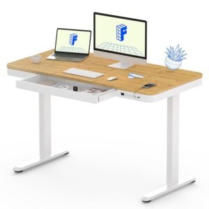 FlexiSpot Comhar EW8 48-inch electric standing desk with built-in drawer at sitting height
