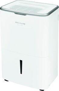 Frigidaire Gallery 50-pint dehumidifier - front view with white exterior and digital control panel