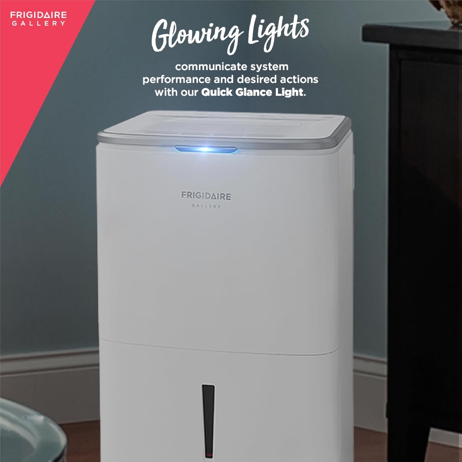 Frigidaire Gallery 50-pint dehumidifier - water bucket pulled out from front loading slot