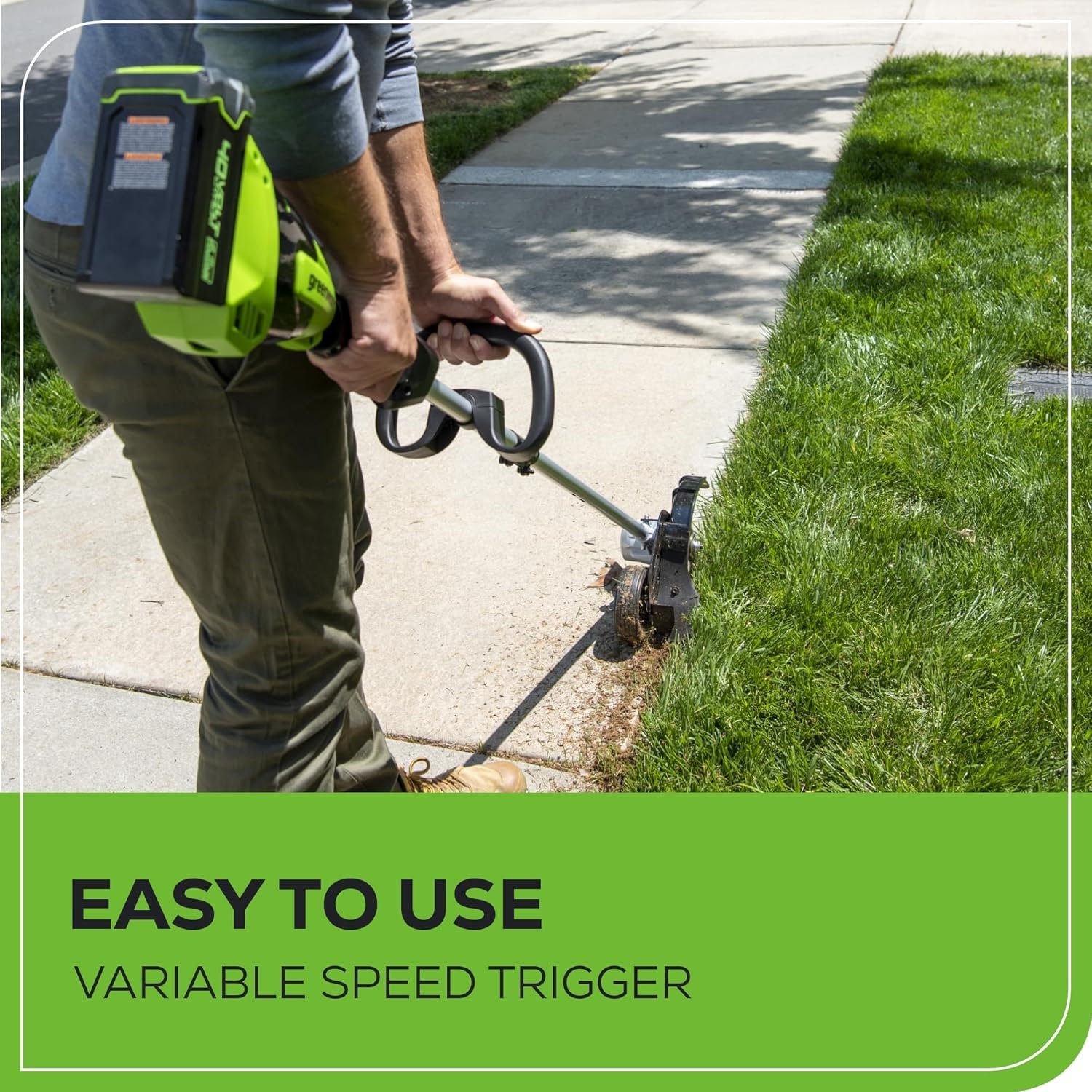 Greenworks 40V cordless edger full product shot on white background