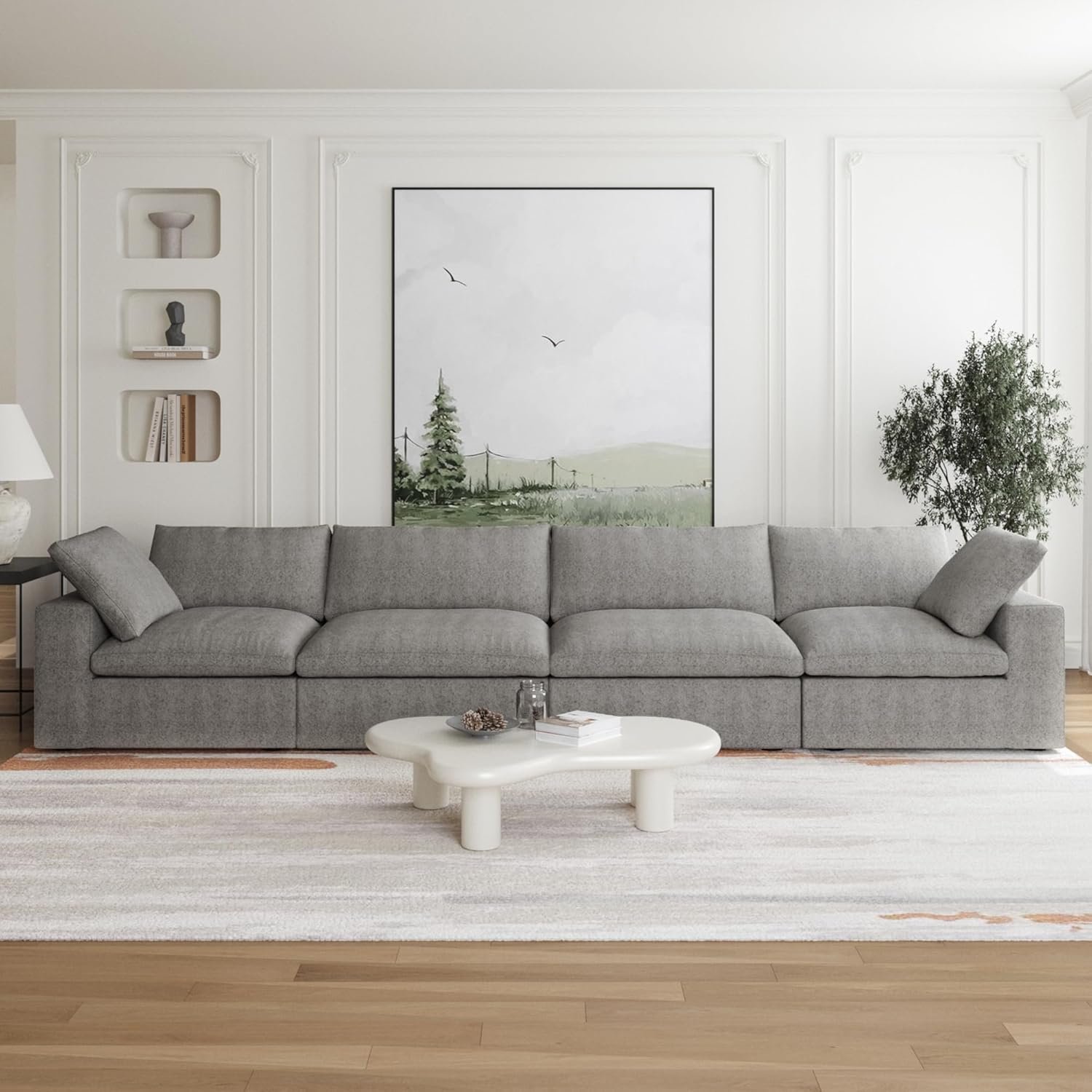 JACH 4-Seats Modular Sectional cloud couch dupe - deep seat lifestyle scene with cushions