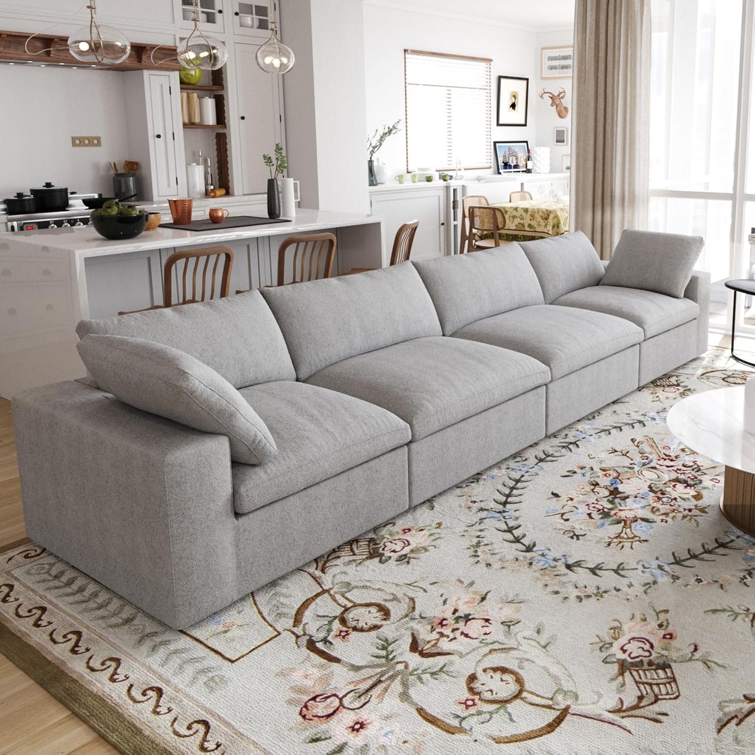 JACH 4-Seats Modular Sectional cloud couch dupe - scale and dimension reference shot