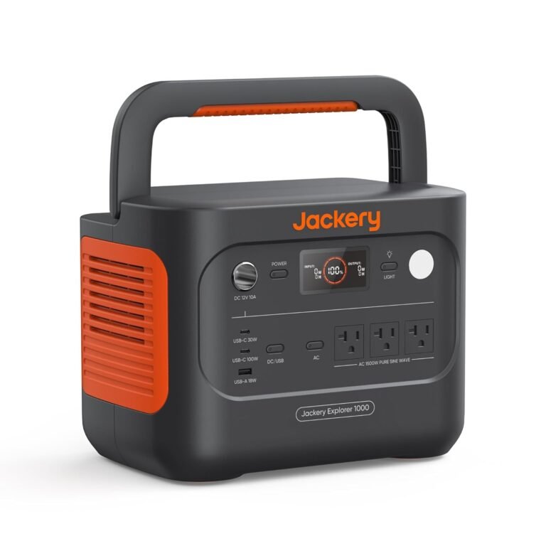 Jackery Explorer 1000 v2 portable power station front view showing display and ports
