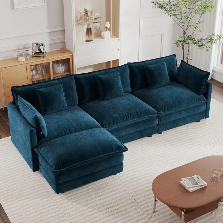 mikibama 111.5" L-Shaped Sectional cloud couch dupe - living room overview hero shot