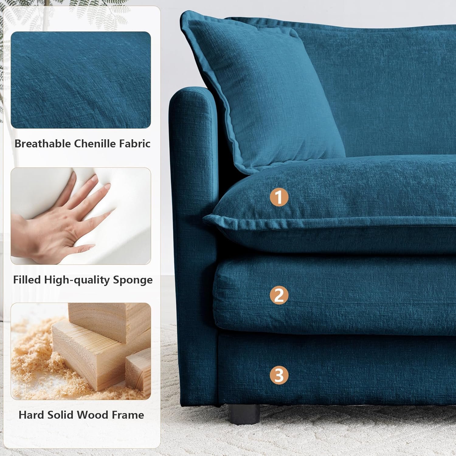 mikibama 111.5" L-Shaped Sectional cloud couch dupe - alternate configuration with chaise