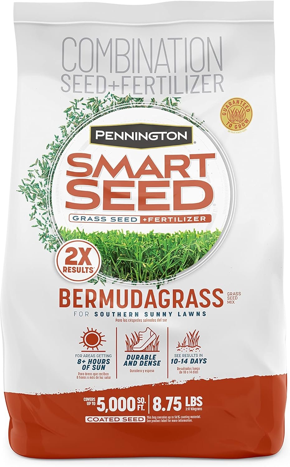 Pennington Smart Seed Bermudagrass mix drought-tolerant warm-season lawn - front of bag (main product photo)