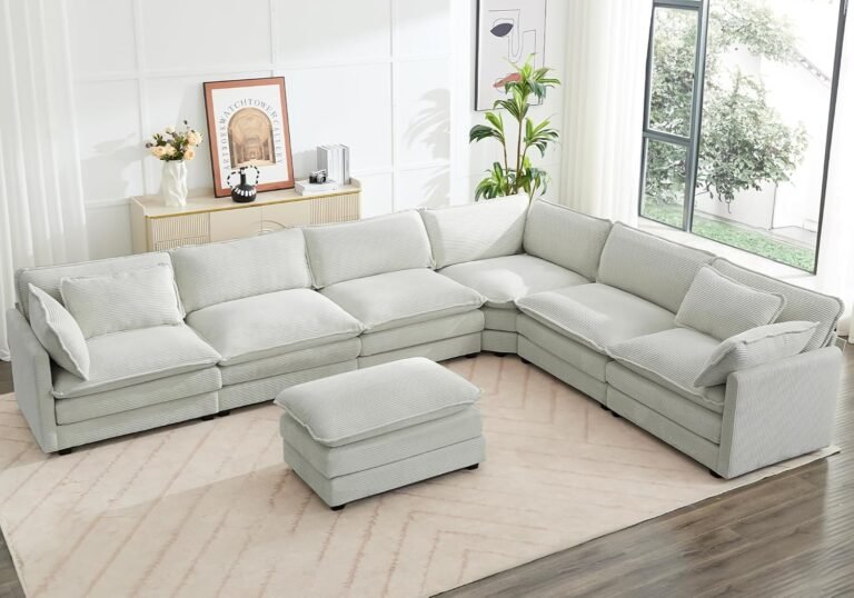 ROWHY 150" Modular Sectional cloud couch dupe - living room overview hero shot