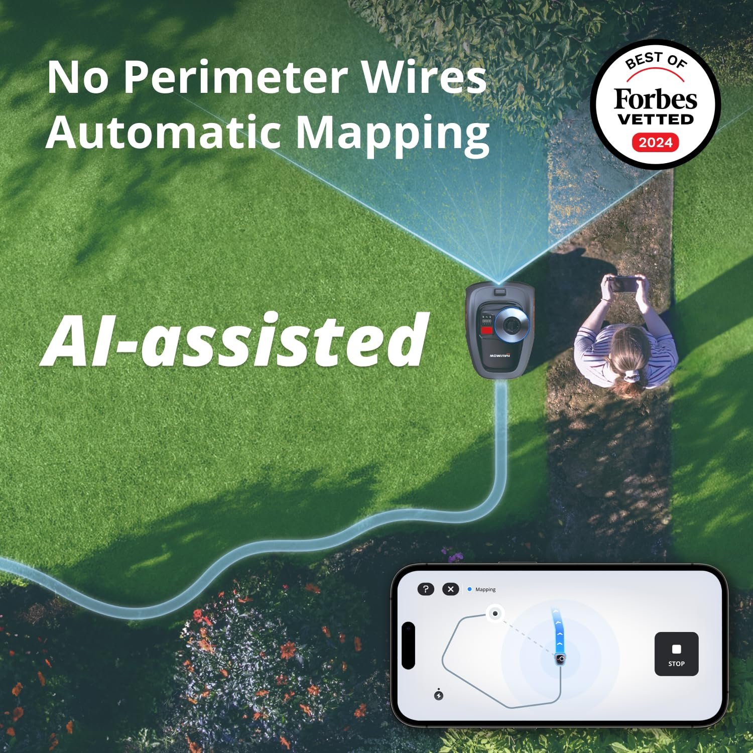 Segway Navimow i105N RTK Vision navigation on green lawn