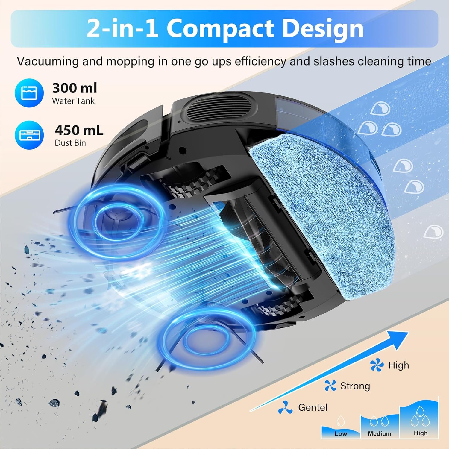 Tikom G8000 Max Robot Vacuum and Mop Combo - product view 3