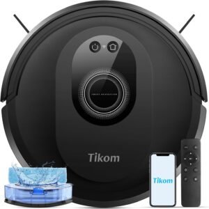 Tikom G8000 Max Robot Vacuum and Mop Combo with 5000Pa suction, app and remote control for hard floors and carpet
