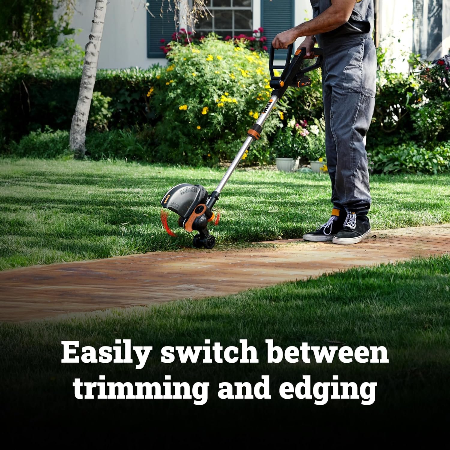 WORX WG163 convertible trimmer edger head detail close-up