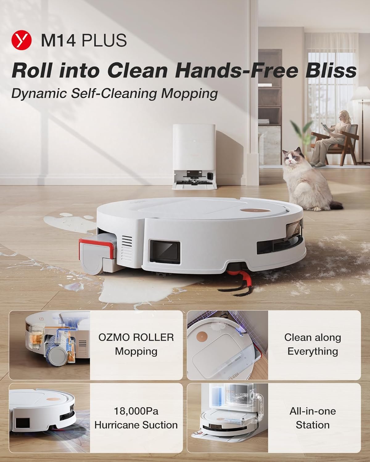 Yeedi M14 Plus Robot Vacuum and Mop - product view 2
