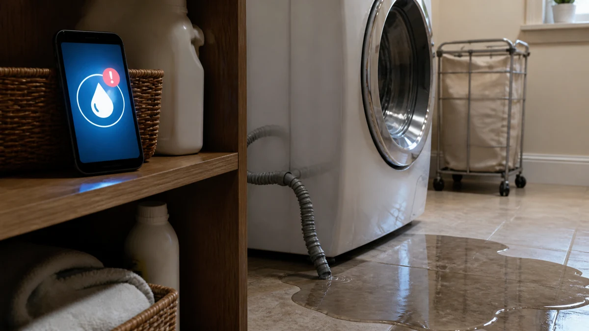 smart water leak detector insurance requirement 2026 home leak alert scene