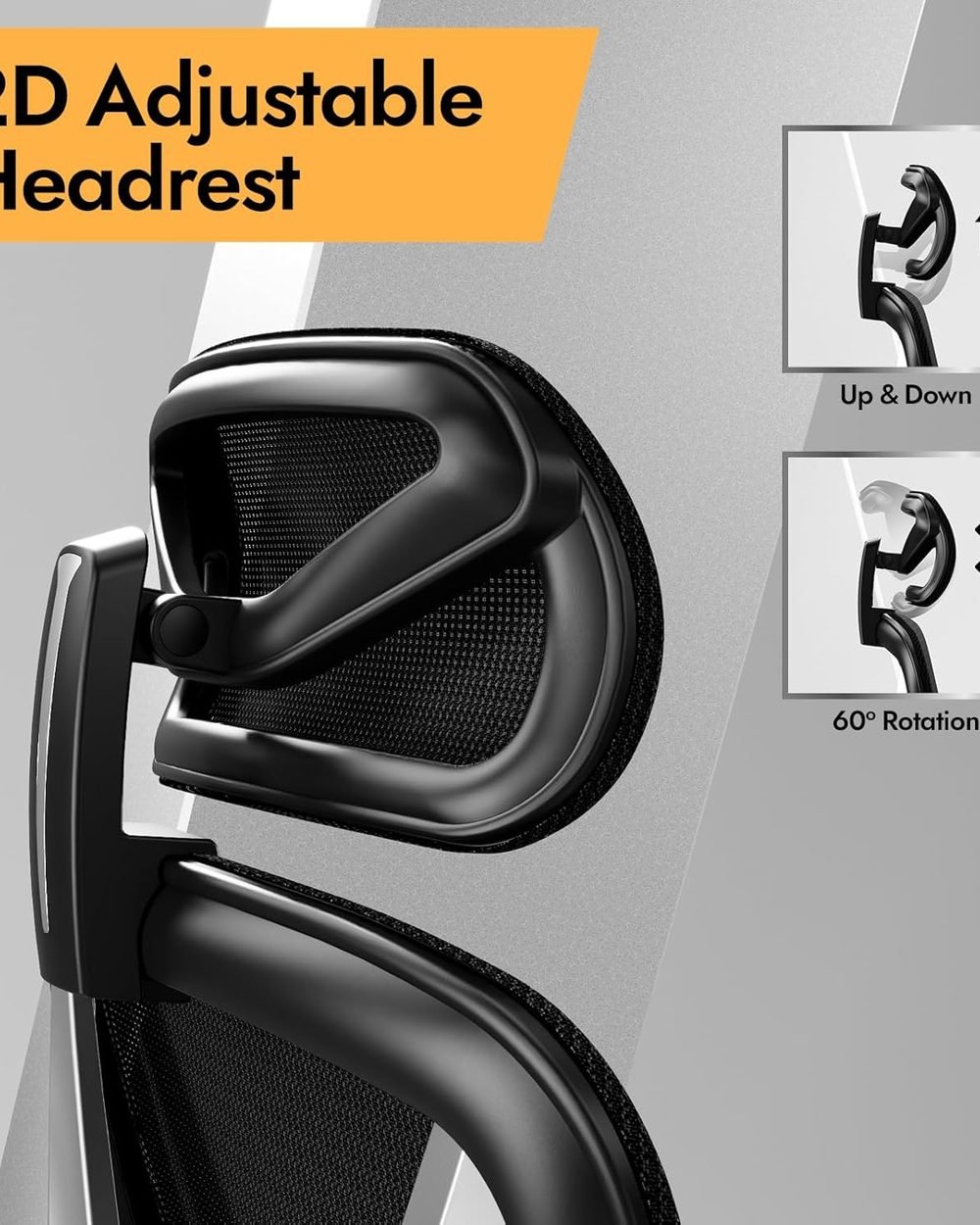 HOLLUDLE Ergonomic Mesh Office Chair ergonomic adjustments and lumbar support detail