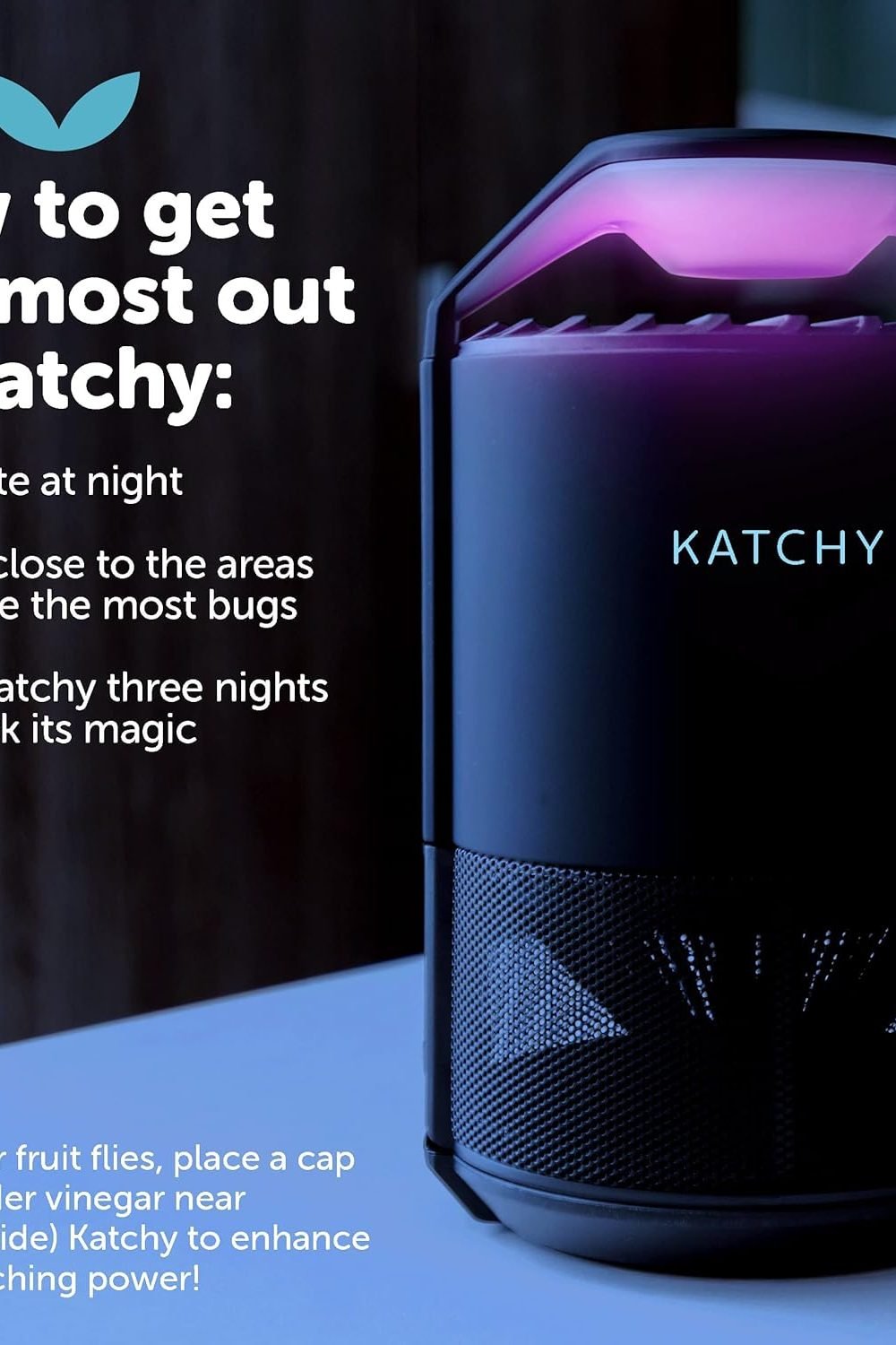 Katchy Indoor Insect Trap with fan-assisted suction in a home setting