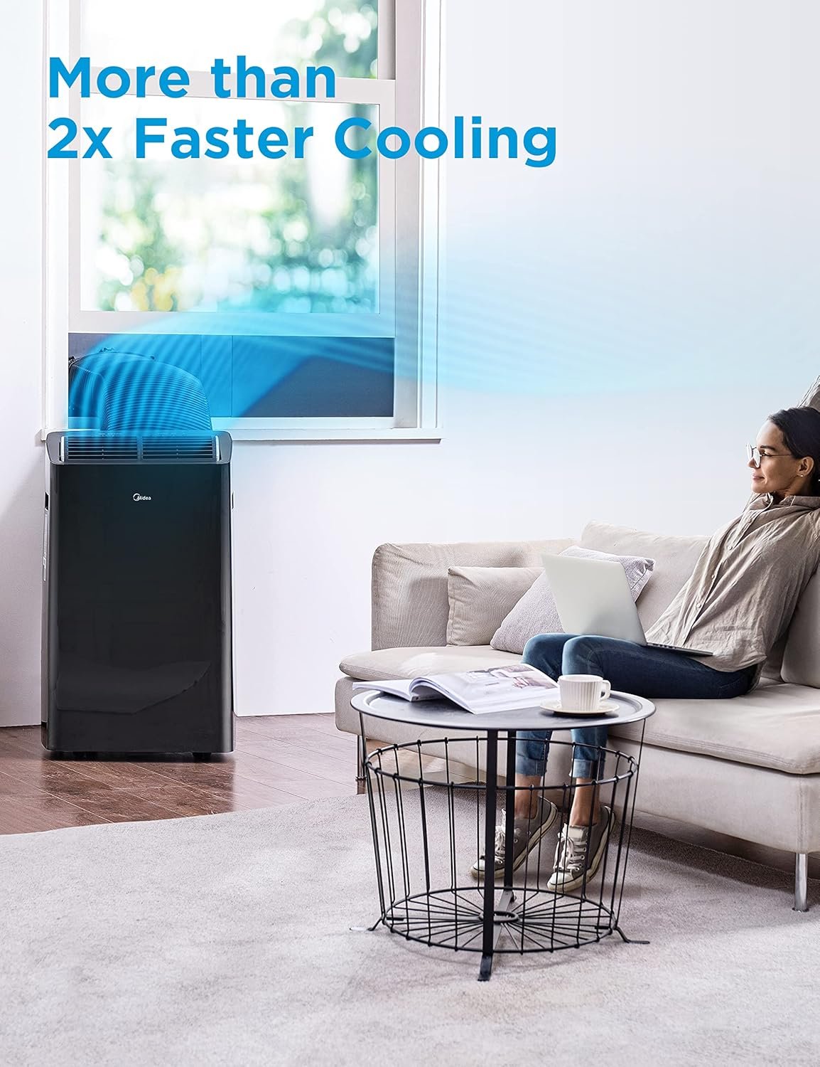 Midea 14,000 BTU Portable AC Review 2026: Strong Cooling With Setup Trade-Offs 1 Midea Duo 14,000 BTU portable AC angled view from Amazon USA