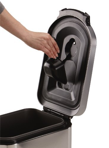 simplehuman Pet Food Can open lid (removable bucket) simplehuman pet food can review — open lid showing removable bucket