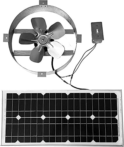 Amtrak Solar 50W gable attic fan - angled panel view