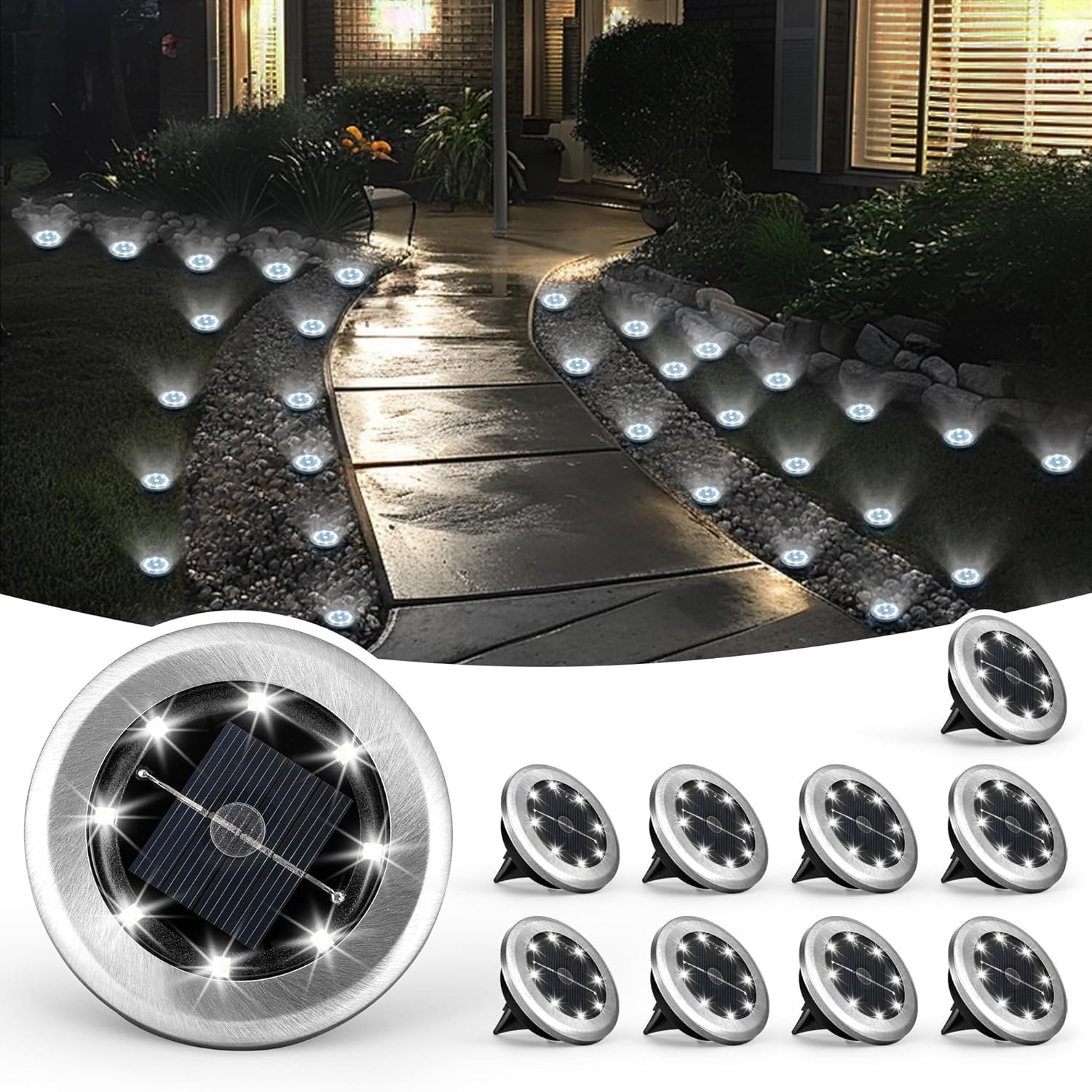 BEAU JARDIN 8 Pack Solar Pathway Lights solar pathway lights gallery image 2