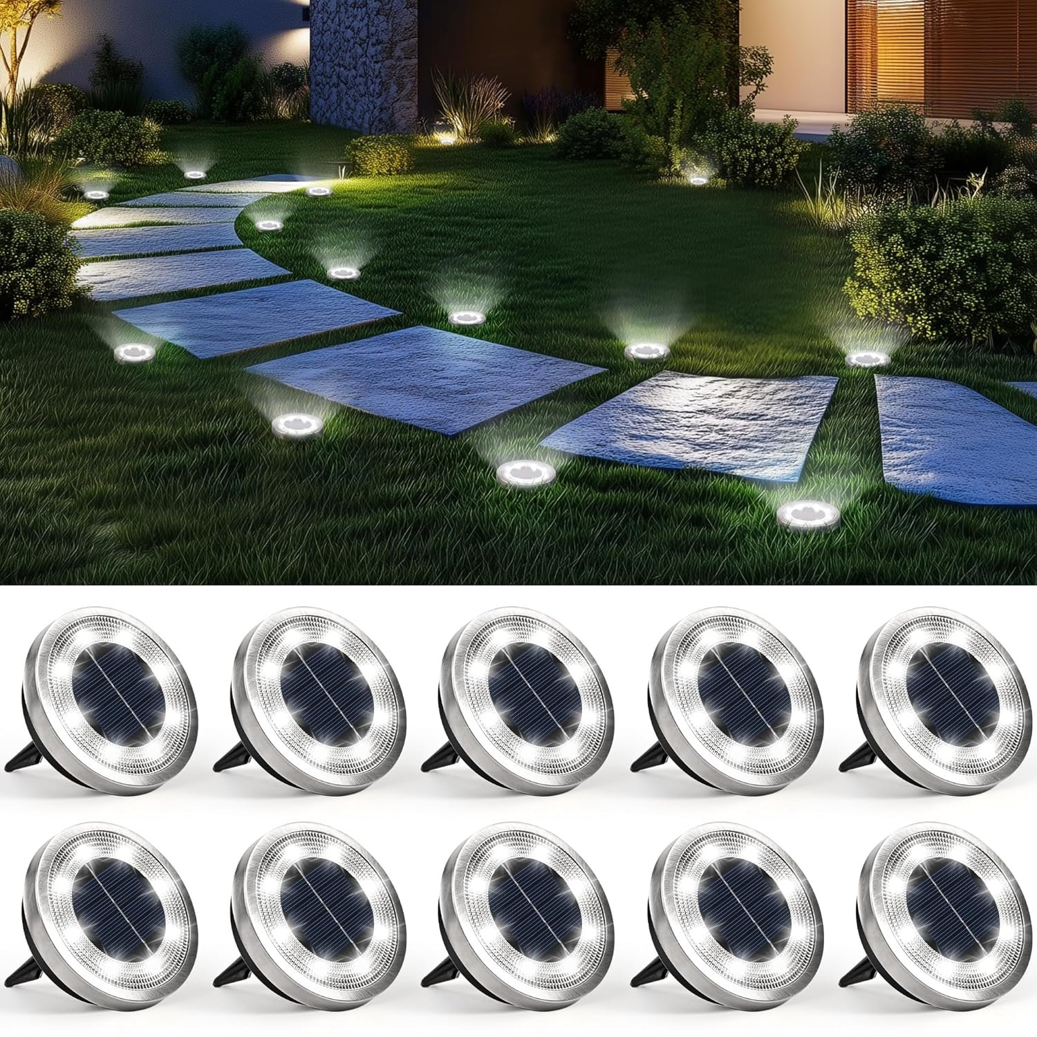 BEAU JARDIN 8 Pack Solar Pathway Lights solar pathway lights gallery image 3