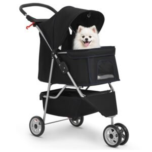 BestPet 3-Wheel Pet Stroller dog stroller gallery image 1 showing small-dog stroller details