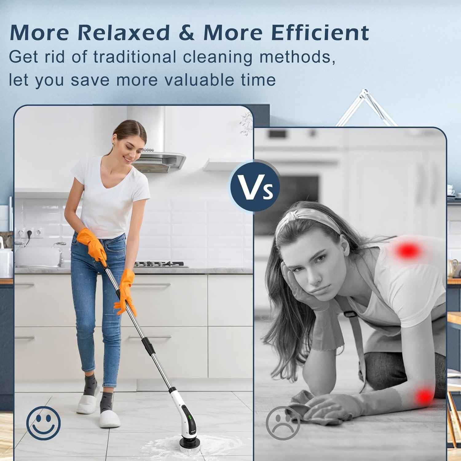 Bomves Bomves Electric Spin Scrubber gallery image 4 showing electric spin scrubber brush heads and bathroom cleaning use